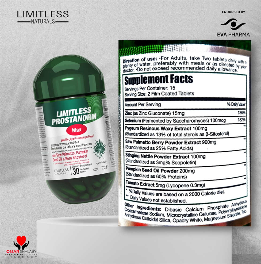 limitless-prostanorm-max-zinc-15-mg-selenium-100-mcg-pygeum